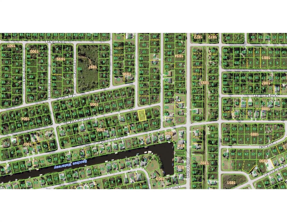 This is a map showing residential lots and streets in a suburban neighborhood — 12324 HATHAWAY TERRACE, PORT CHARLOTTE, FL