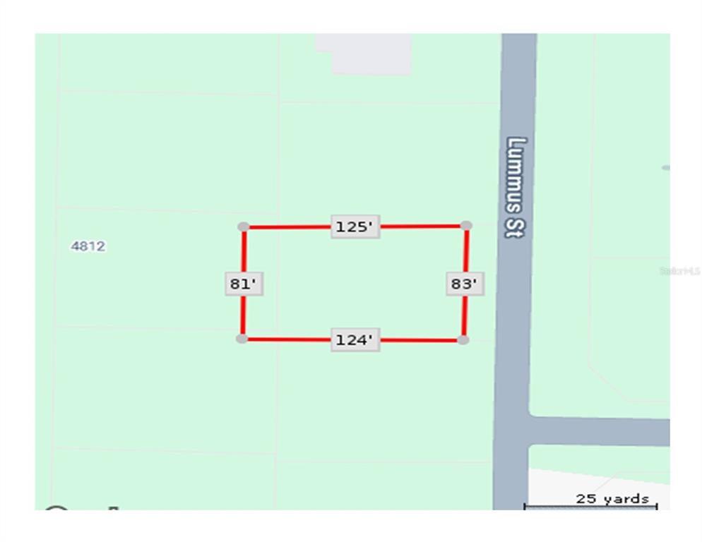 This is a map showing the dimensions of a rectangular plot of land — LUMMUS STREET, NORTH PORT, FL