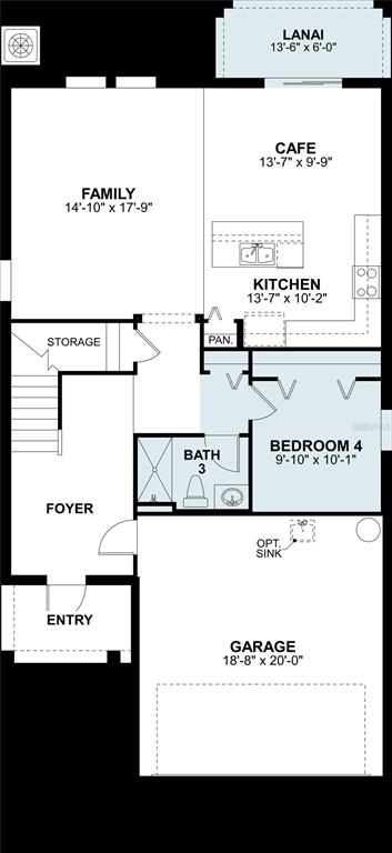 This is a floor plan of a home's first level featuring a garage and four rooms — 13716 BERRYWOOD COURT, HUDSON, FL
