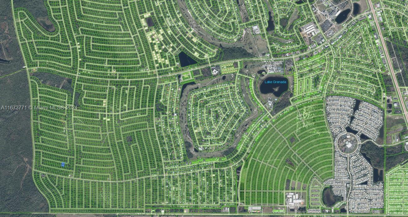 This is an aerial map showing residential neighborhoods and Lake Grenada — 8525 BALADA DR, Sebring FL 33872, SEBRING, FL