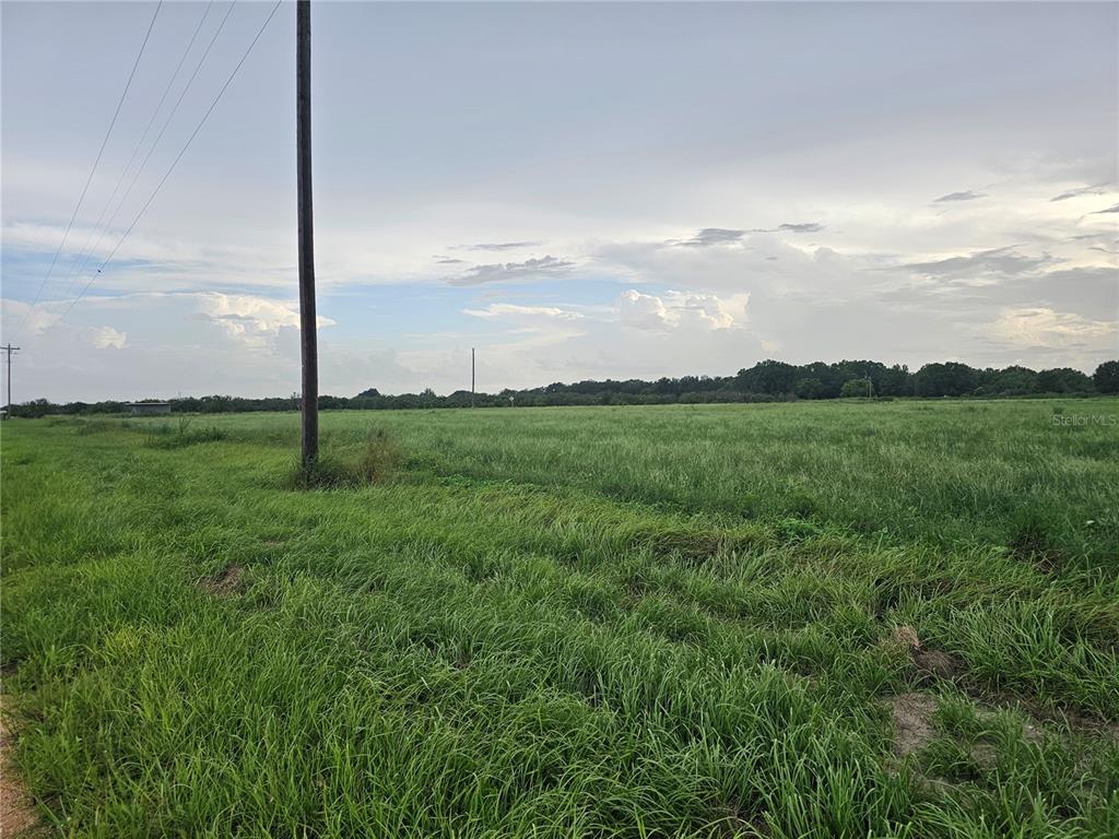 A utility pole stands in a large, grassy field under a cloudy sky — 837 CAMPBELL ROAD, FORT MEADE, FL