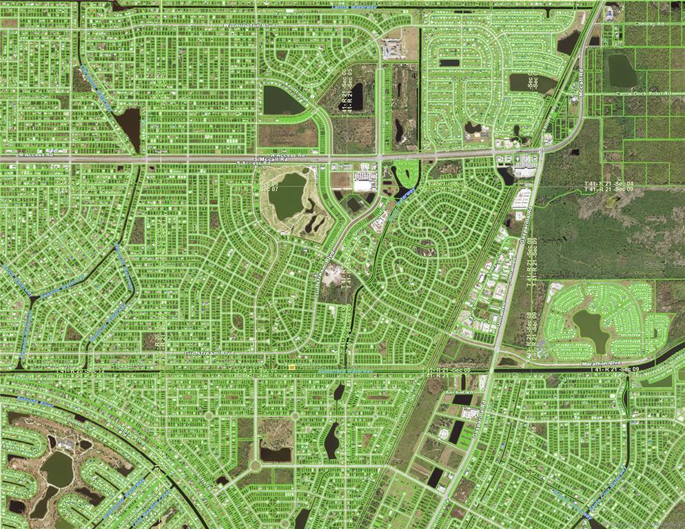 This is an aerial map showing a residential neighborhood with a grid of streets — 12395 SUNNILAND AVENUE, PORT CHARLOTTE, FL