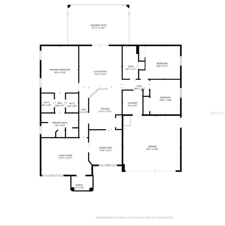 This is a floor plan for a single-story house with a garage and covered patio — 1645 SW 168TH LOOP, OCALA, FL