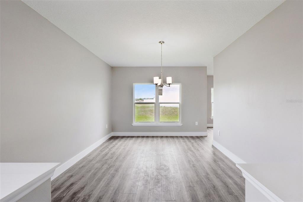 A dining room with light gray walls, wood-look flooring, and a central chandelier — 2291 RIO GRANDE CANYON LOOP, KISSIMMEE, FL