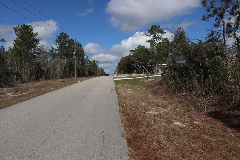 A paved road stretches through a wooded area with a house visible on the right — 2251 NW BUENA VISTA ROAD, DUNNELLON, FL