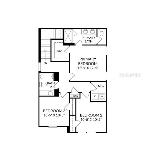 This is a floor plan of a three-bedroom residential upper level — 4706 INNER WORLD LANE, WESLEY CHAPEL, FL