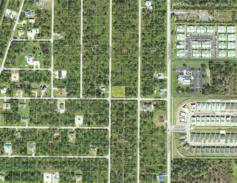 This is a map showing residential lots and streets in a suburban neighborhood — 3328 DUNKIRK STREET, PORT CHARLOTTE, FL