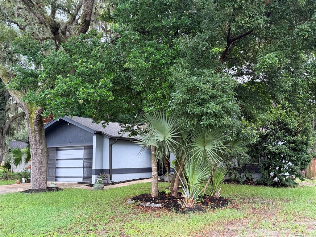 A single-story house with a garage and palm trees in the front yard — 113 WINDING RIDGE DRIVE, SANFORD, FL
