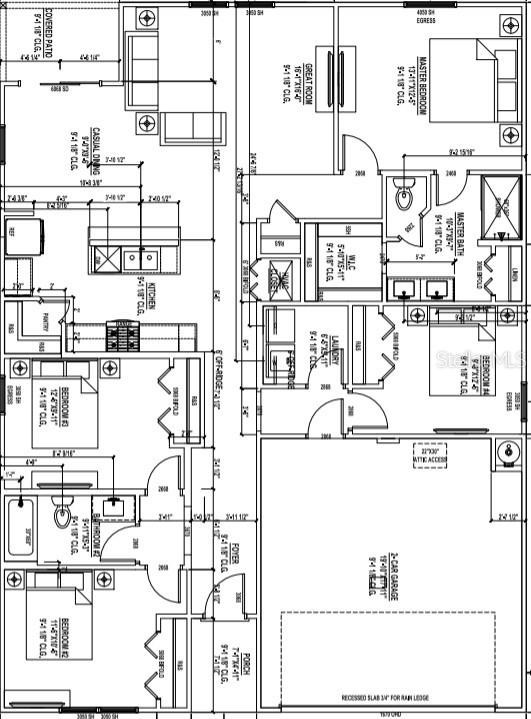 This floor plan shows a single-story house layout with four bedrooms, two bathrooms, and a garage — 17070 SW 22ND TERRACE ROAD, OCALA, FL