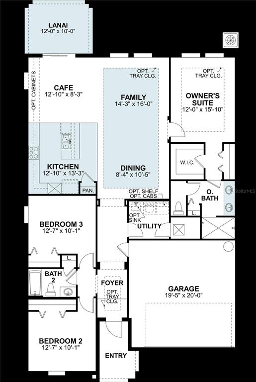 This is a floor plan for a single-story house with three bedrooms and a garage — 133 NORTHBANK LANE, SPRING HILL, FL