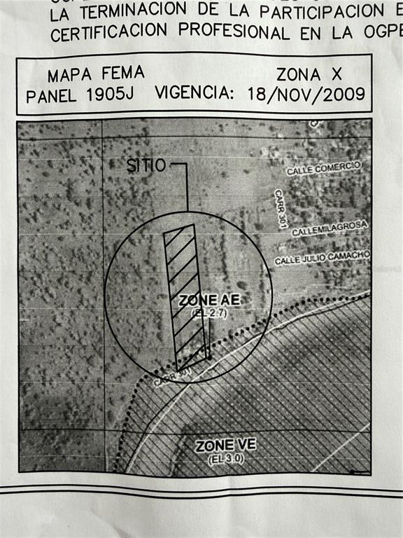 An aerial map view showing a highlighted rectangular property lot near a coastal area — SR 301 km 9.9 int SECTOR LAS SALINAS BARRIO BOQUERON UNIT D-2, CABO ROJO, PR