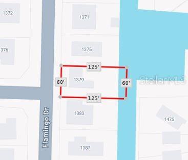 This map shows the rectangular property boundaries and dimensions of a lot on Flamingo Drive — 1379 FLAMINGO DRIVE, ENGLEWOOD, FL