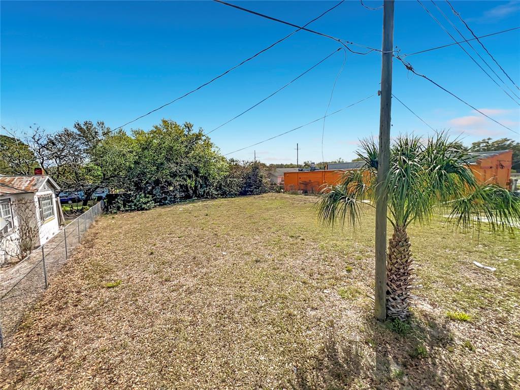 An empty, grassy lot features a small palm tree and a chain-link fence — 2471 GREENWAY STREET, SANFORD, FL