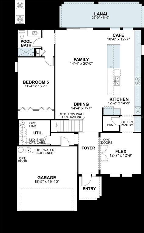 This is a floor plan for the first level of a residential home — 7665 PAINTED SKY PLACE, LAND O LAKES, FL
