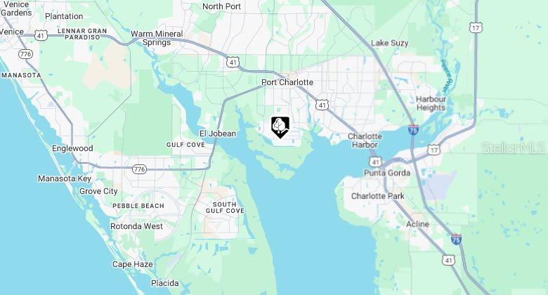 This is a map showing the location of a property in the Port Charlotte area — 18270 KERRVILLE CIRCLE, PORT CHARLOTTE, FL