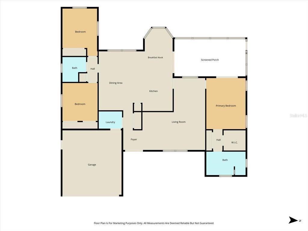 This is a floor plan of a single-story house with a garage and screened porch — 5815 N DURANGO TERRACE, BEVERLY HILLS, FL