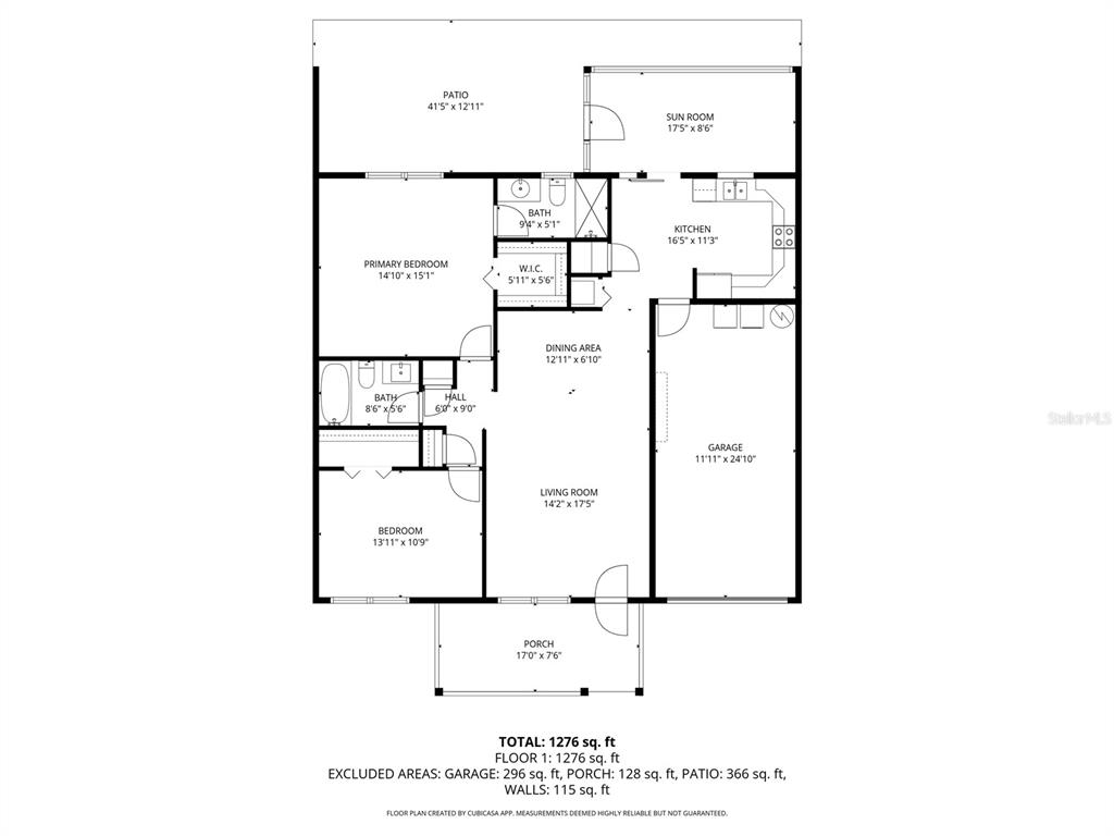 This is a floor plan of a single-story house with two bedrooms and a garage — 8660 SW 94TH STREET UNIT F, OCALA, FL