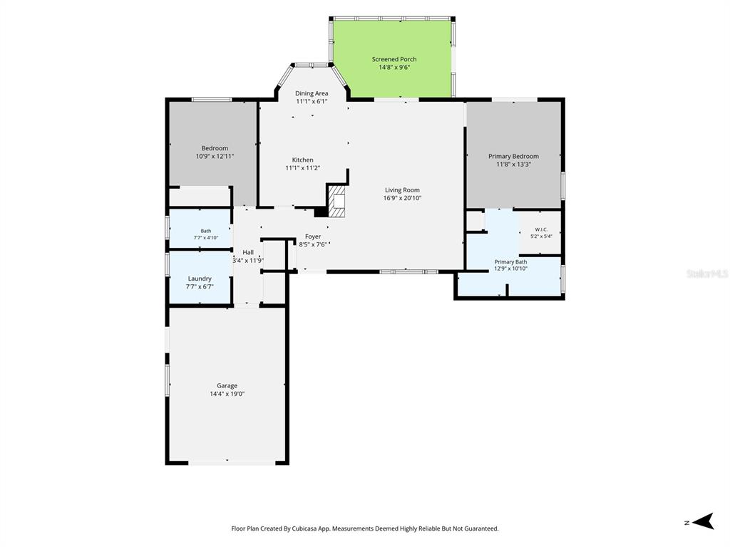 This is a floor plan of a single-story home with a garage and screened porch — 1338 GREENLEA DRIVE, HOLIDAY, FL