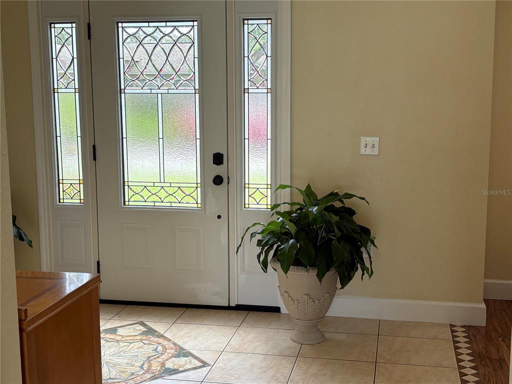 An entryway features a white front door with decorative glass panels and a potted plant — 1072 ROYAL MARQUIS CIRCLE, OCOEE, FL