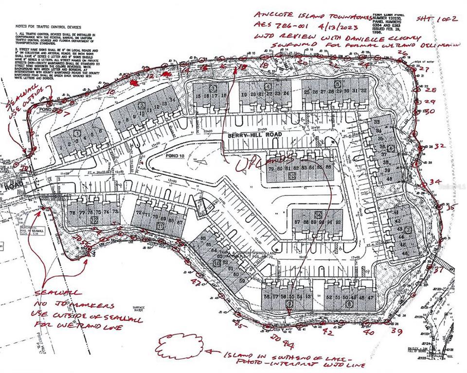 This is a site plan map showing the layout of a townhome development with numbered lots — 0 BERRY HILL ROAD, HOLIDAY, FL