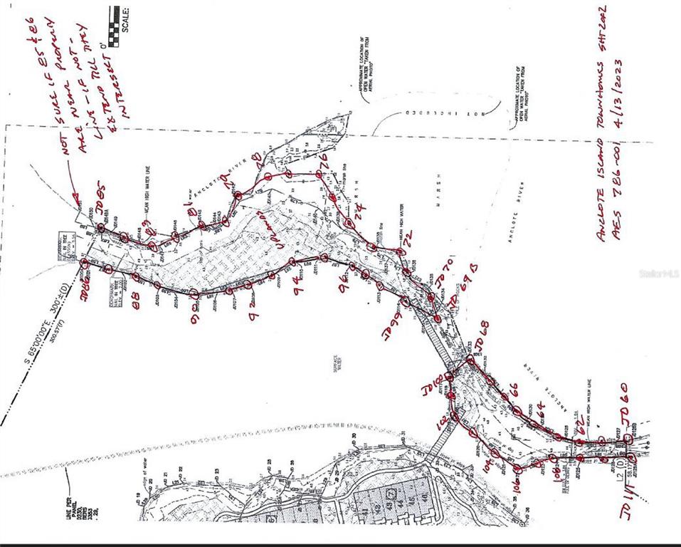 This is a survey map showing property boundaries and water lines along the Anclote River — 0 BERRY HILL ROAD, HOLIDAY, FL