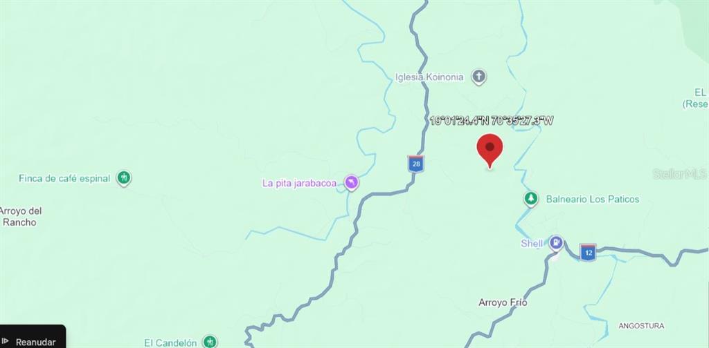This is a map showing a location in Jarabacoa, Dominican Republic, with nearby landmarks — 0 ARROYO FRIO UNIT DOM REP, JARABACOA, KY