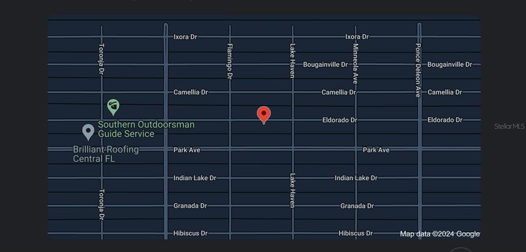 This is a map showing street names and locations in a residential neighborhood — 611 EL DORADO DRIVE, INDIAN LAKE ESTATES, FL