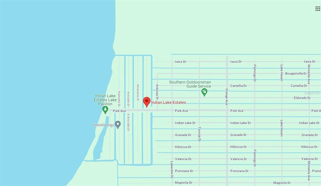 This is a map showing the street layout and landmarks of the Indian Lake Estates area — 611 EL DORADO DRIVE, INDIAN LAKE ESTATES, FL