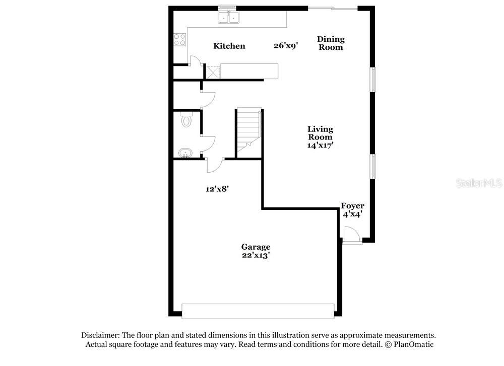 This is a floor plan showing the layout of a home's ground floor — 12122 FERN HAVEN AVENUE, GIBSONTON, FL