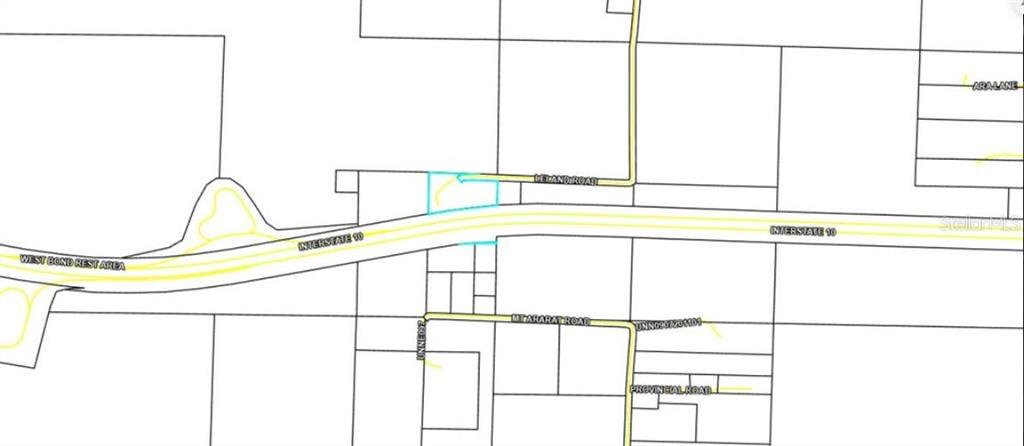 This is a map showing property boundaries along Interstate 10, Mt Ararat Road, and Leland Road — LELAND RD, MARIANNA, FL