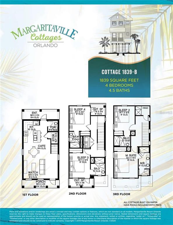A three-story light blue house with a front porch and a second-floor balcony — 8045 LOST SHAKER LANE, KISSIMMEE, FL