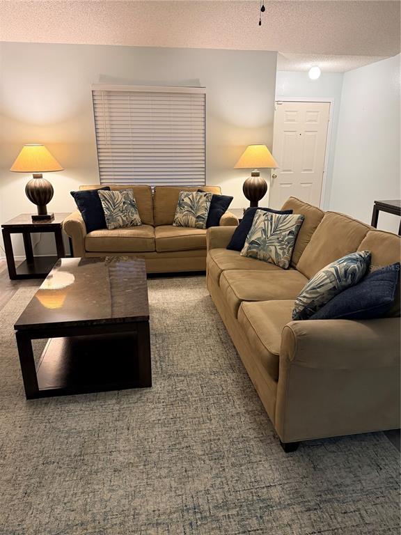 A living room features two tan sofas, a dark coffee table, and two matching lamps — 344 49TH STREET W, PALMETTO, FL