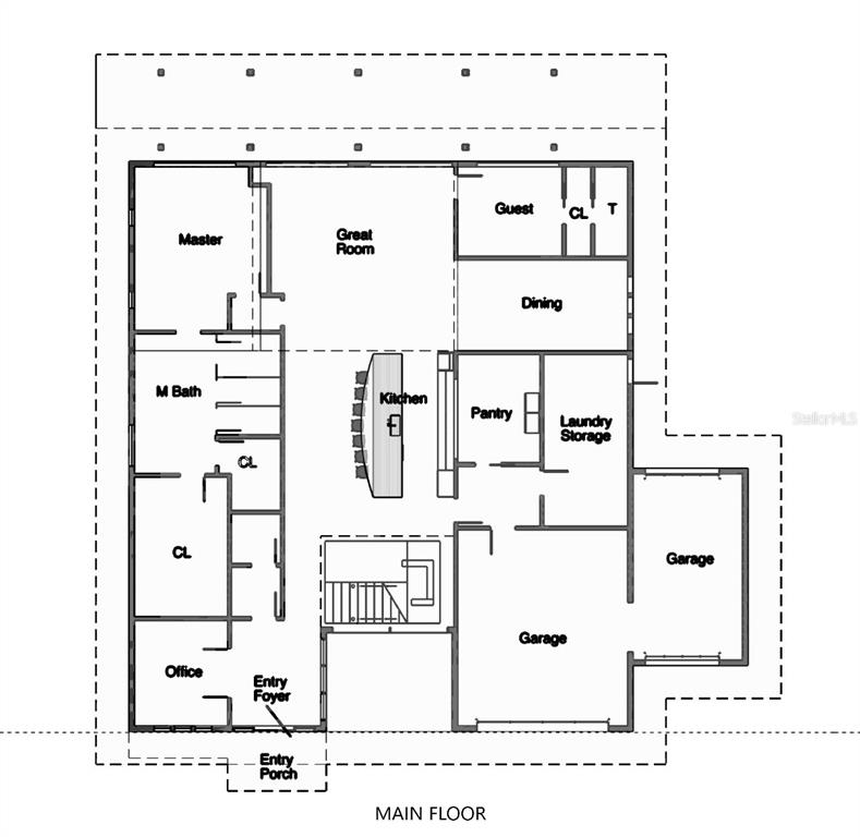 This is a black-and-white floor plan of a home's main floor — 360 LAKE SEMINARY CIRCLE, MAITLAND, FL