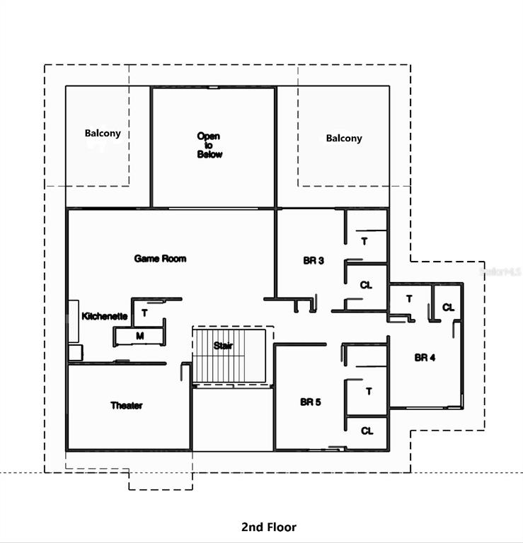 This is a floor plan for the second level of a house featuring three bedrooms — 360 LAKE SEMINARY CIRCLE, MAITLAND, FL