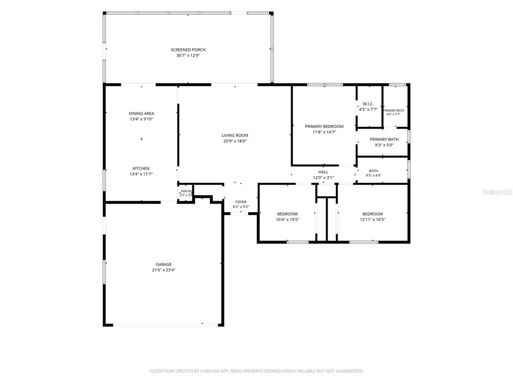 This is a floor plan for a single-story house with a garage and screened porch — 15901 SAUSALITO CIR, CLERMONT, FL