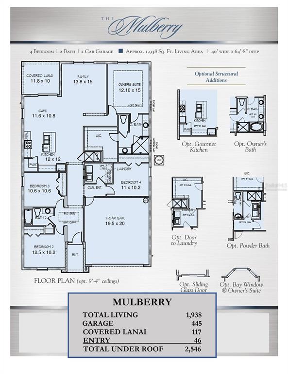 This is a floor plan for a four-bedroom, two-bathroom home called The Mulberry — 5428 NW CAMBERLY COURT, PORT ST LUCIE, FL