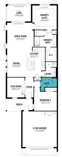 This is a floor plan for a single-story home with a two-car garage — 11740 BOUNDLESS TERRACE, VENICE, FL