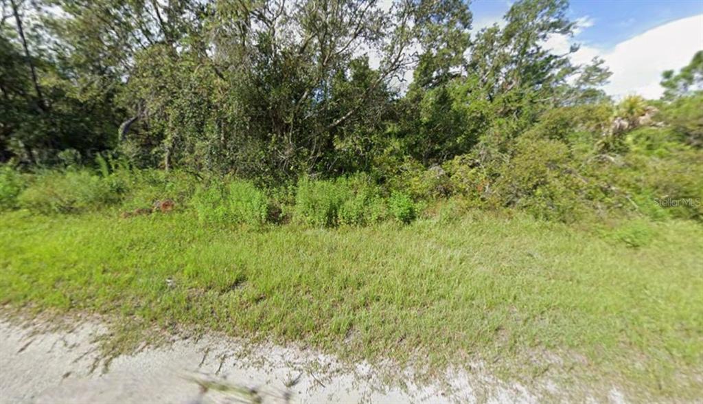 A vacant, grassy lot is covered with dense trees and shrubs under a cloudy sky — Lot 68 CONSTITUTION DRIVE, NORTH PORT, FL