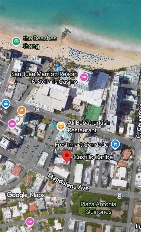 This is an aerial map view of the Condado neighborhood in San Juan, Puerto Rico — 60 Caribe COND. CASTILLO UNIT 3B, SAN JUAN, PR