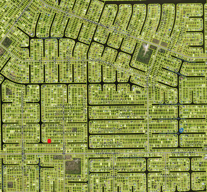 This is a satellite map view showing a residential neighborhood with many individual property lots — 14526 LILLIAN CIRCLE, PORT CHARLOTTE, FL