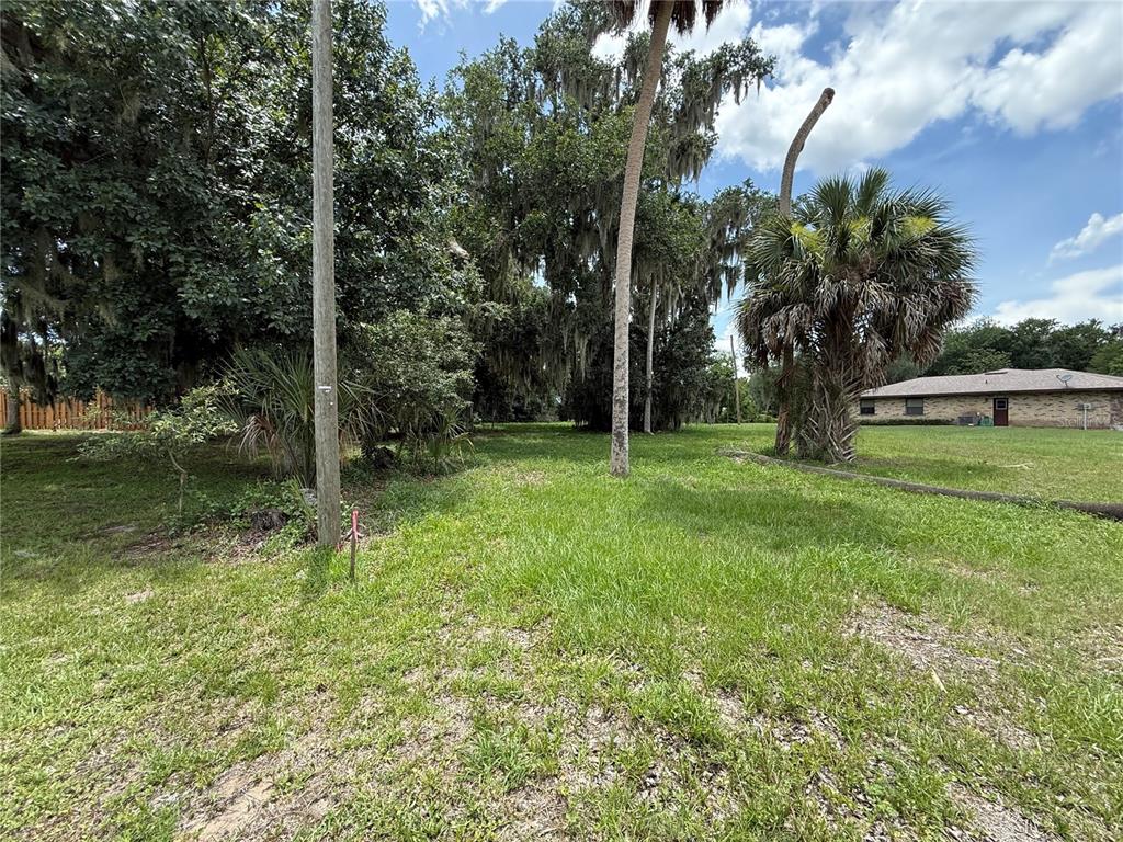 A grassy, wooded lot features a utility pole and a nearby house in the background — 0 LAKE PIERCE DRIVE, LAKE WALES, FL