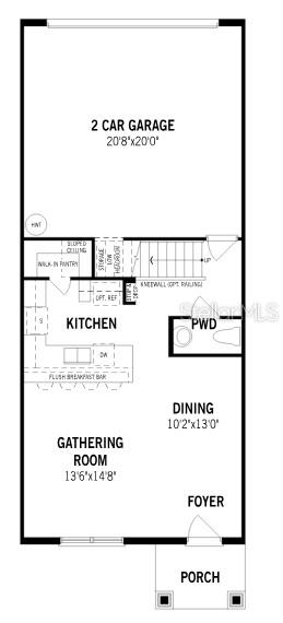 This is a floor plan for the first level of a home with a garage — 5132 GREENSHADE GROVE AVENUE, APOPKA, FL