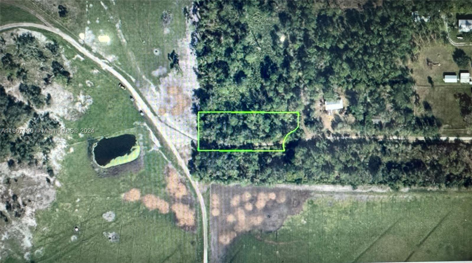 This aerial map shows a rectangular plot of land outlined in green amidst wooded terrain — 6349 rise terrace, Sebring FL 33875, SEBRING, FL