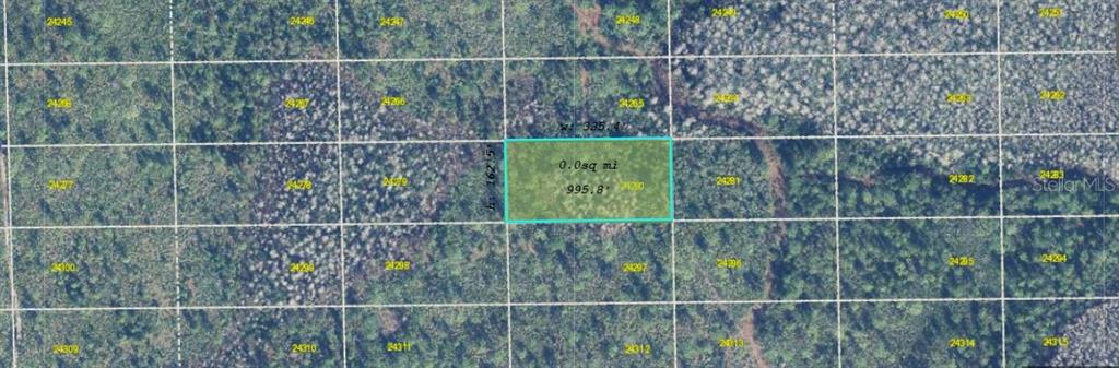 This is an aerial map view of a rectangular plot of land outlined in teal — DILL ROAD, ORLANDO, FL