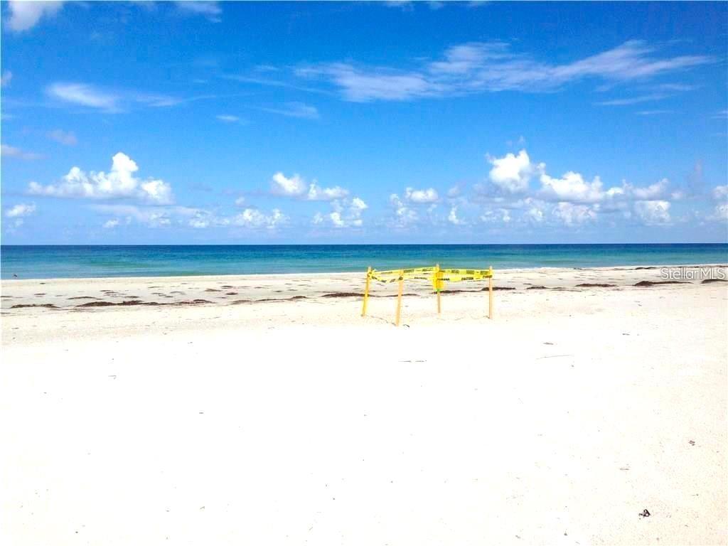 A sandy beach with a small roped-off area and the ocean in the background — 4950 GULF BOULEVARD UNIT 308, ST PETE BEACH, FL