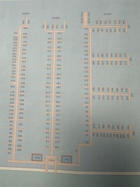 This is a map showing the layout of boat slips at a marina — 101 RIVIERA DUNES WAY UNIT S 34, PALMETTO, FL