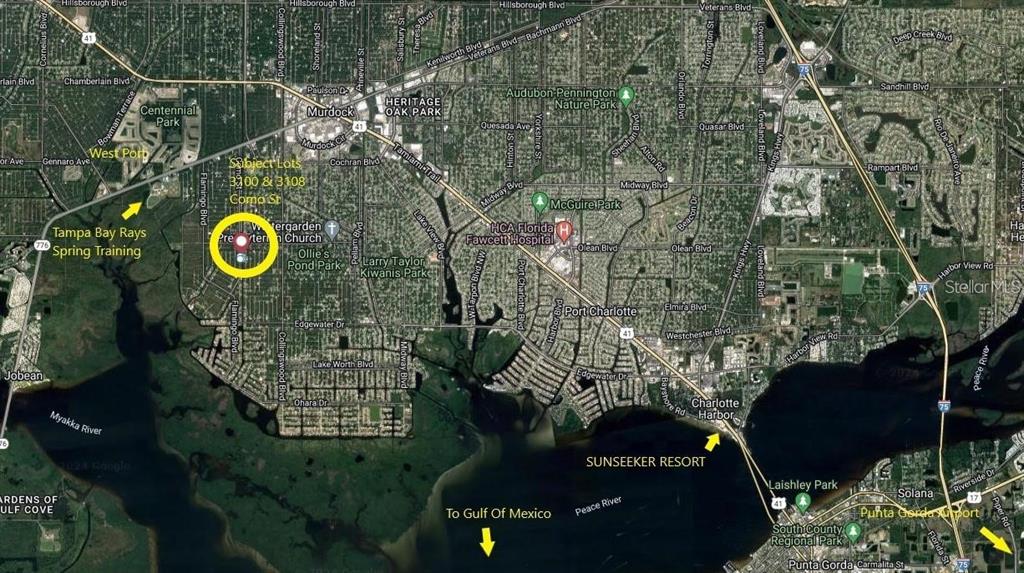 This map shows the location of two subject lots in Port Charlotte, Florida — 3100 COMO STREET, PORT CHARLOTTE, FL