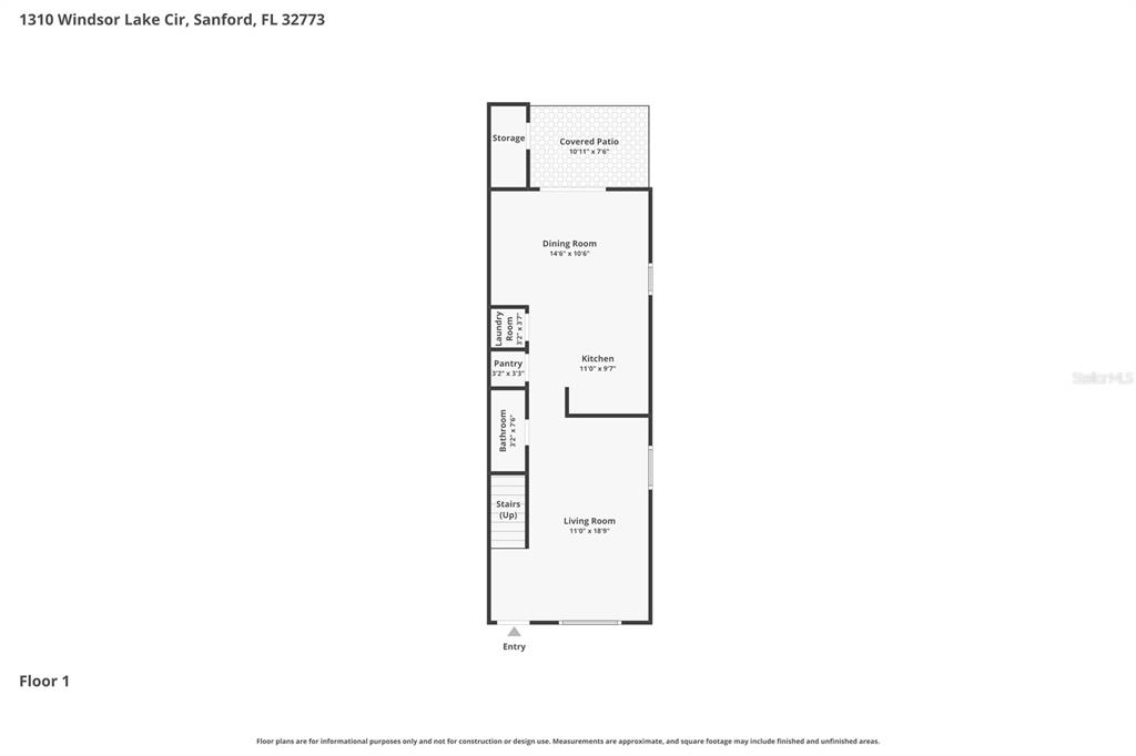 This is a floor plan for the first level of a residential property — 1310 WINDSOR LAKE CIRCLE, SANFORD, FL
