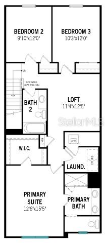 This is a floor plan for the second level of a home with three bedrooms — 160 RAINWOOD STREET, GROVELAND, FL