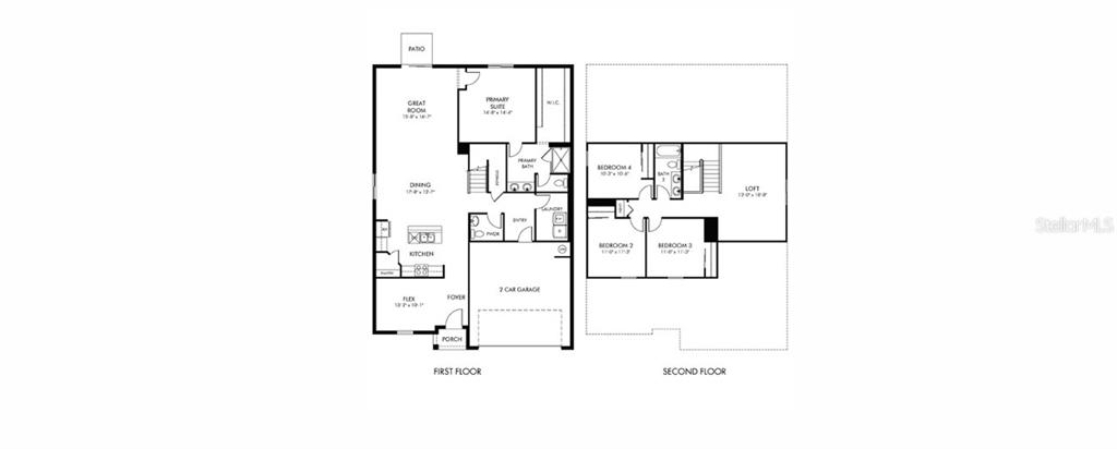 This is a floor plan showing the first and second levels of a residential home — 10428 ABUNDANCE GROVE WAY, PARRISH, FL